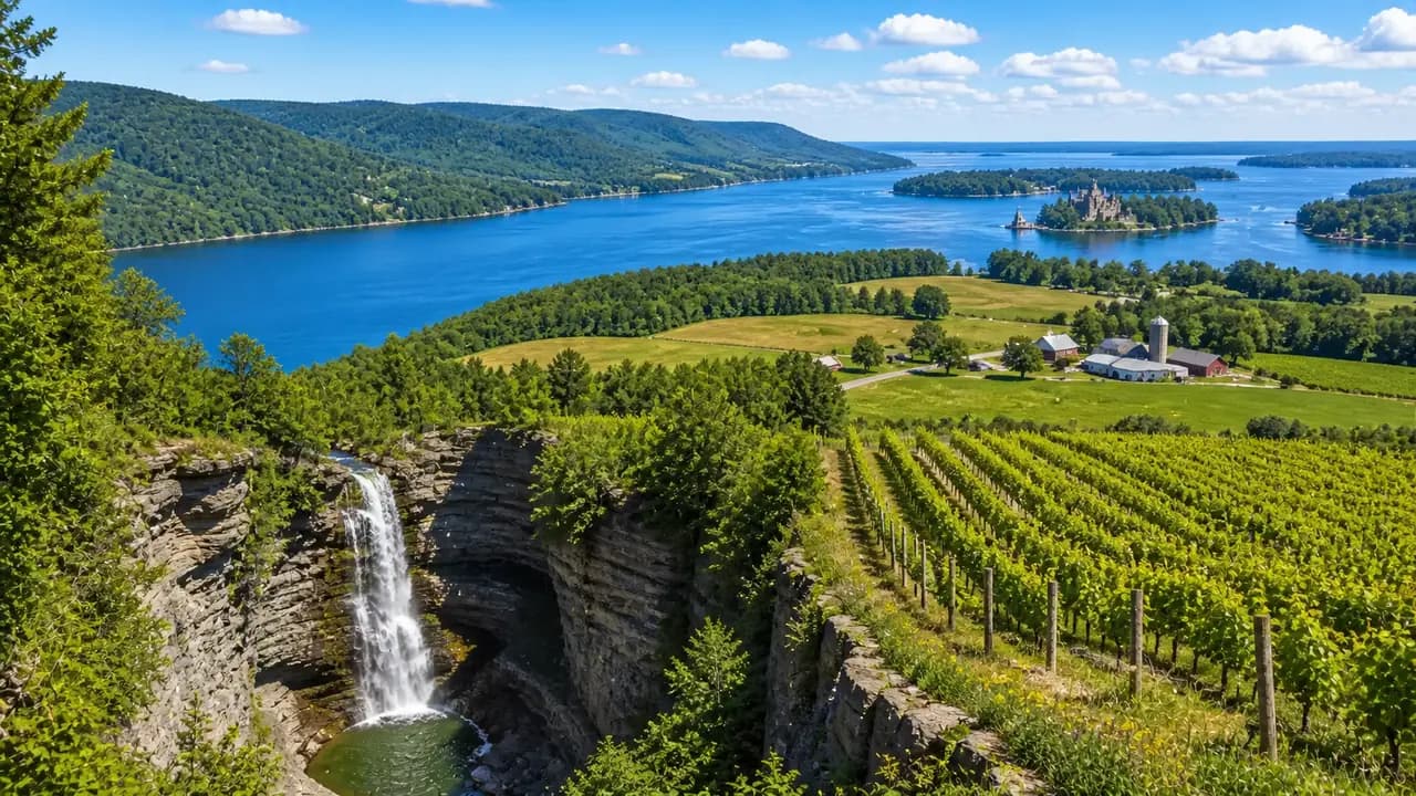 Finger Lakes shoreline, Central New York, and Thousand Islands scenery