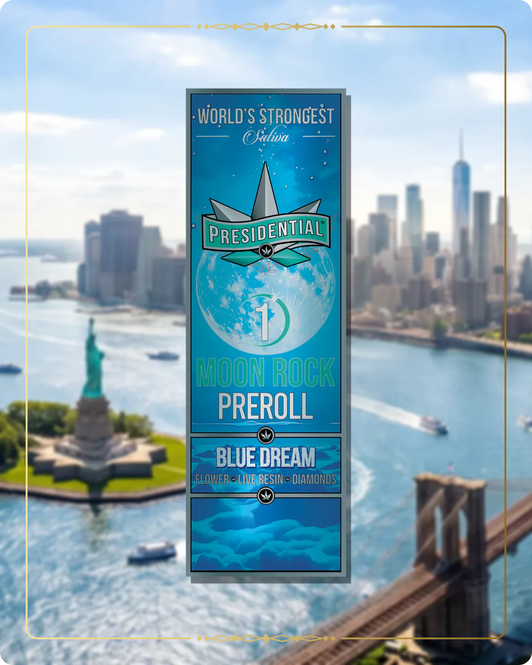 Blue Dream Presidential pre-roll for the New York Gold page
