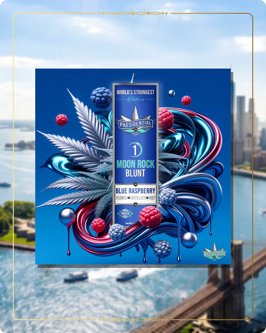 Blue Raspberry Presidential blunt for the New York Silver page