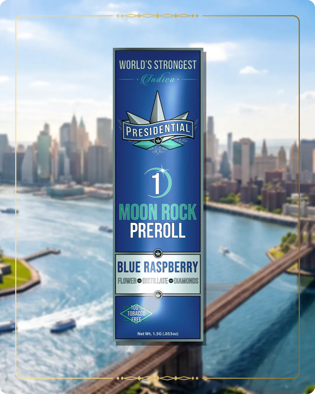 Blue Raspberry Presidential pre-roll for the New York brand story