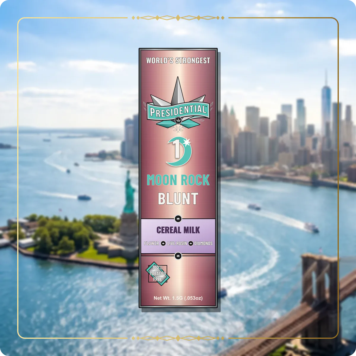 Cereal Milk Presidential Rose Gold Moon Rock Blunt for the New York blunts page