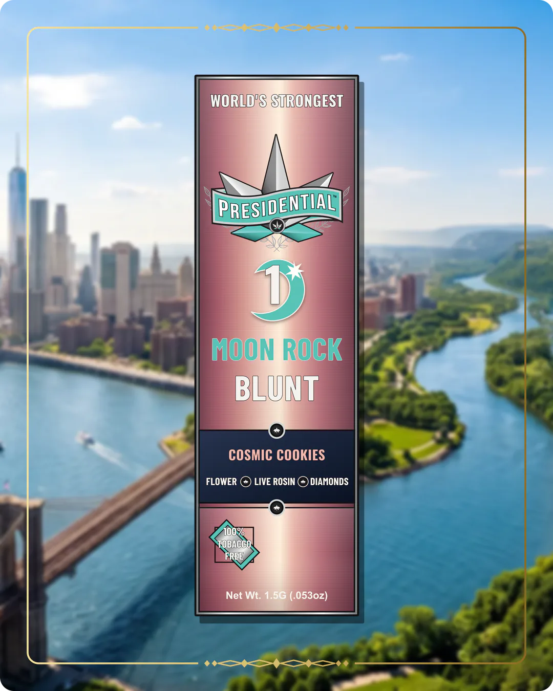 Cosmic Cookies Presidential Rose Gold Moon Rock Blunt for the New York Rose Gold page
