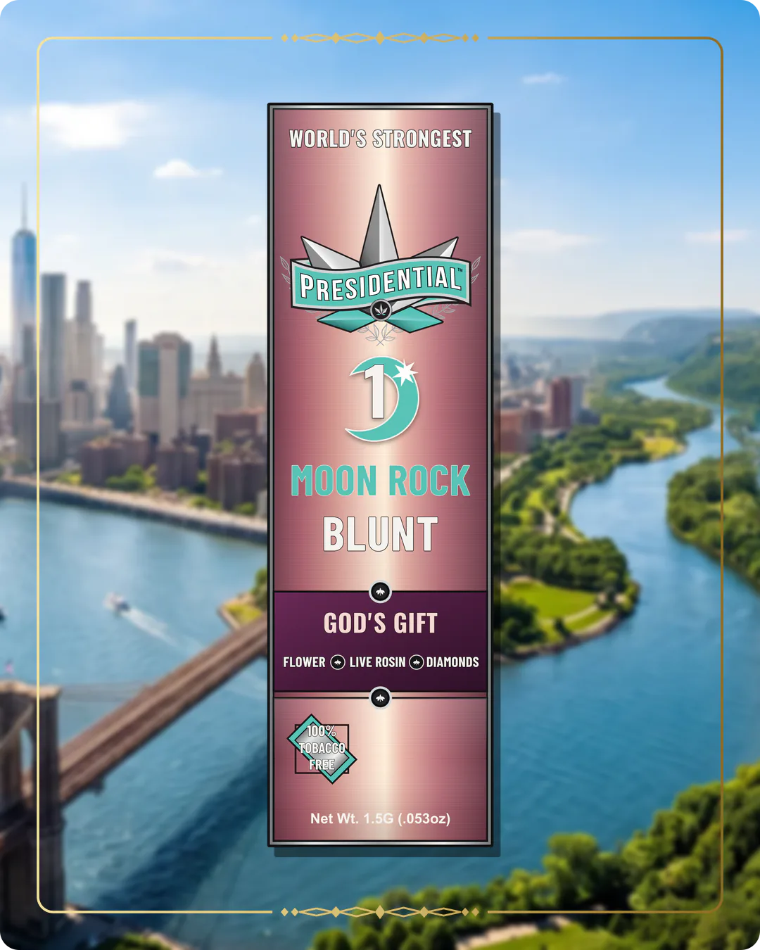 God's Gift Presidential Rose Gold Moon Rock Blunt for the New York Rose Gold page