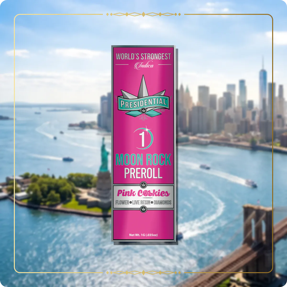Pink Cookies Presidential pre-roll variant 2 for the New York Gold page