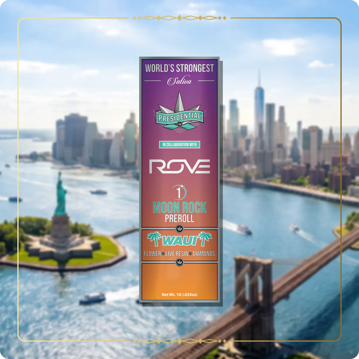 Waui Presidential pre-roll variant 2 for the New York Gold page